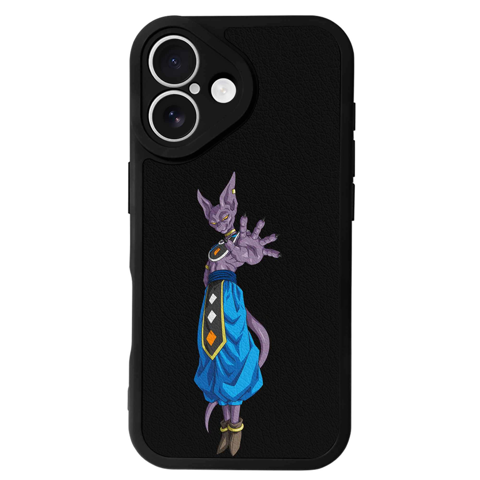 （画像用） ドラゴンボール ビルス 破壊神ビルス DRAGON BALL Beerus Birusu 【iPhone 16シリーズ対応】シリコンスマホケース（レザー調） 材質：シリコン